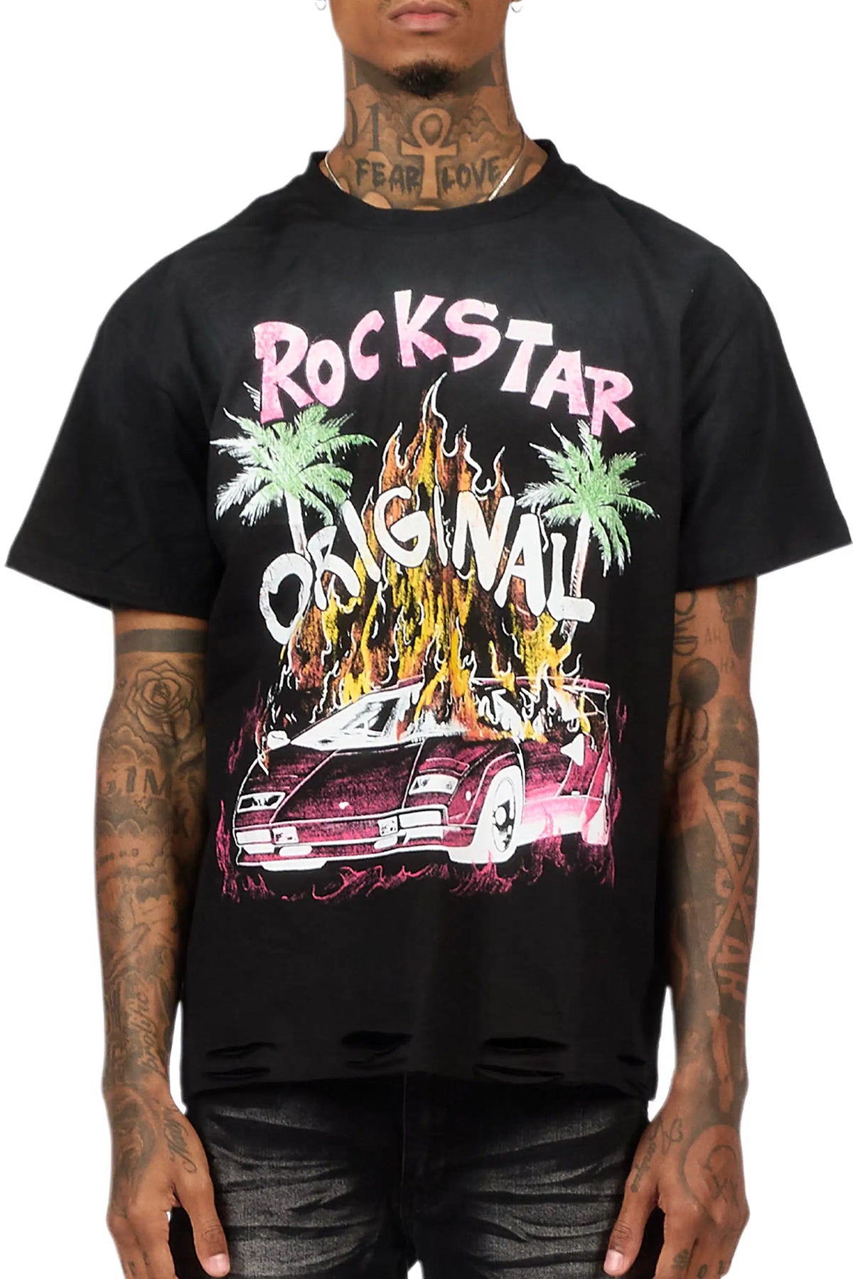 Axrian Black Oversized Graphic T-Shirt