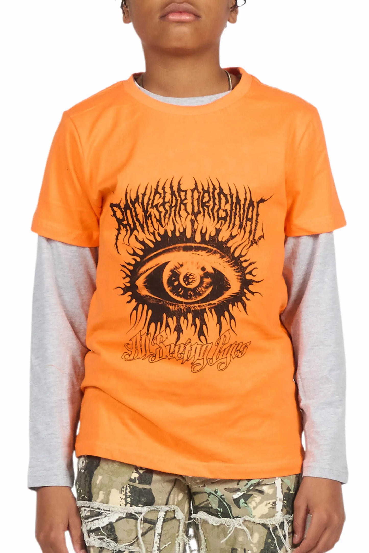 Boys All Eyes Orange Graphic T-Shirt