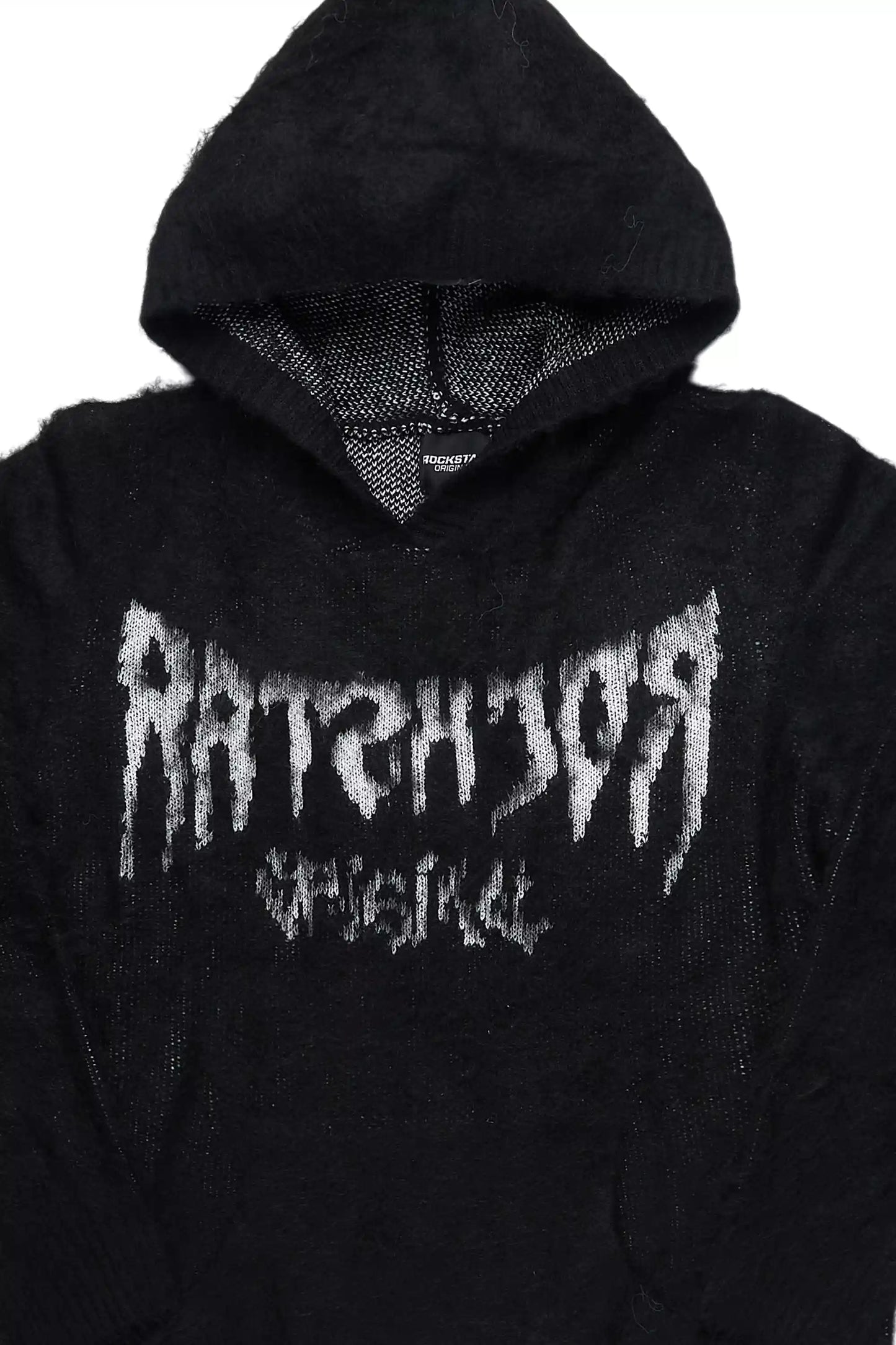 Andreas Black Reflected Graphic Knitted Hoodie
