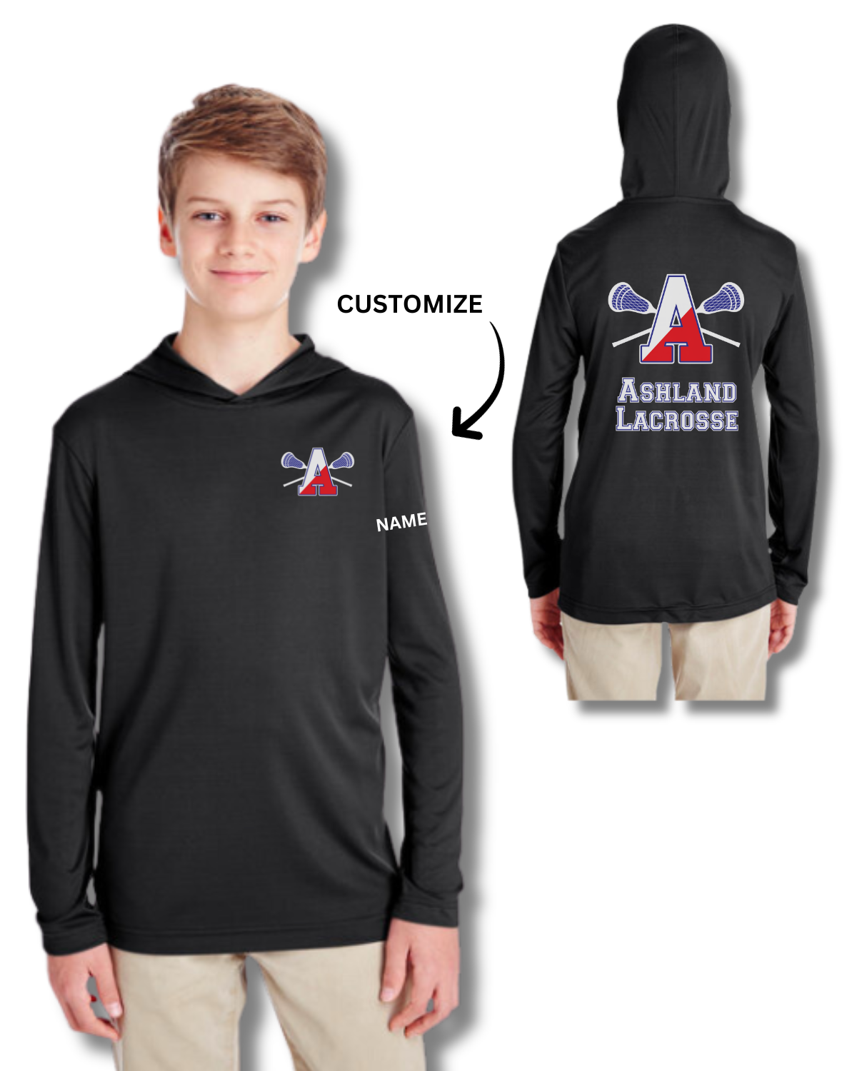 Ashland Youth Lacrosse Team 365 Youth Zone Performance Hooded T-Shirt (TT41Y)