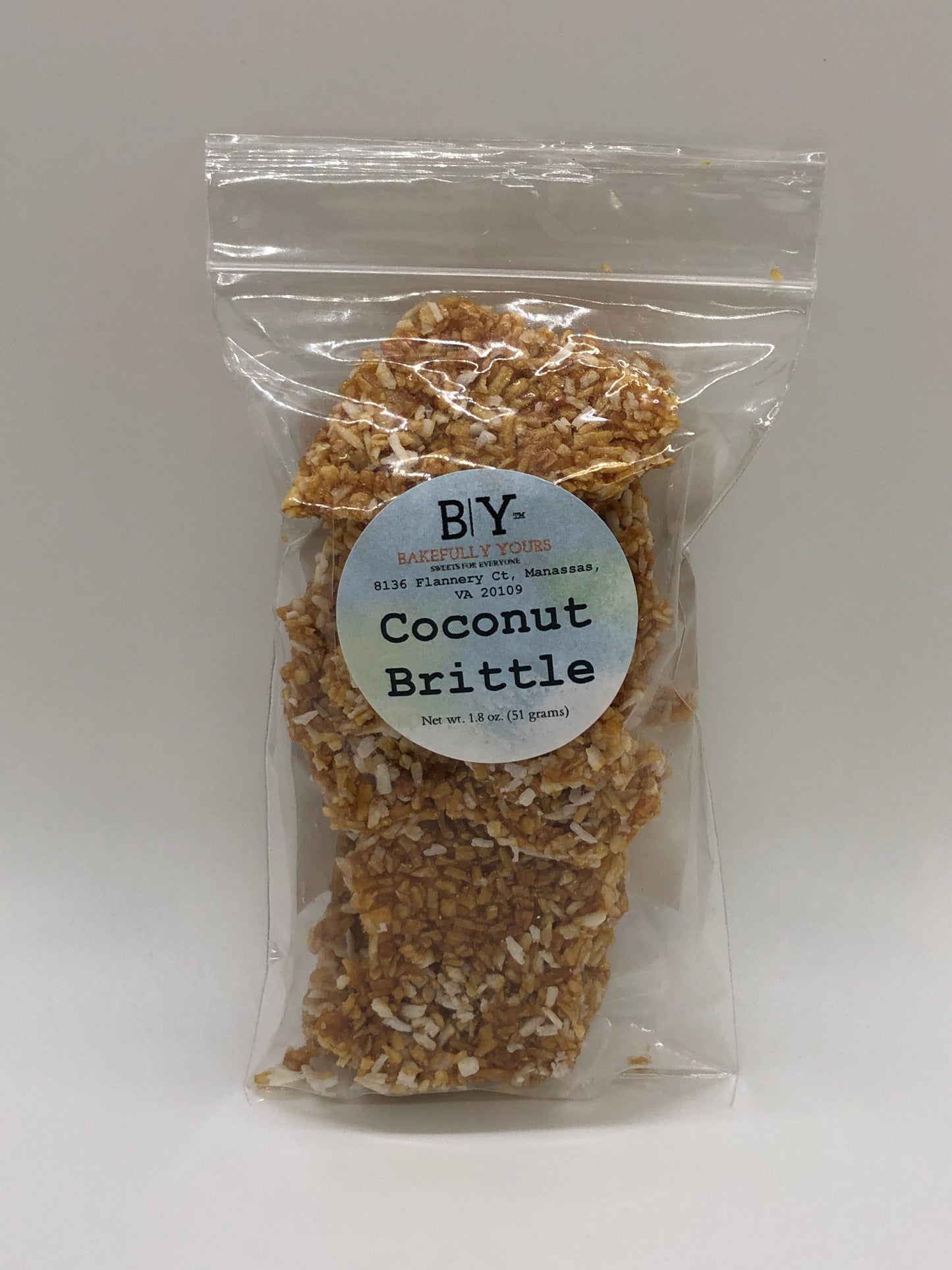 Bakefully Yours Coconut Brittle Small - 1.8 OZ 12 Pack