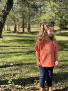 Fiona Girlsâ Pumpkin Short Sleeve Sweater - Select Size