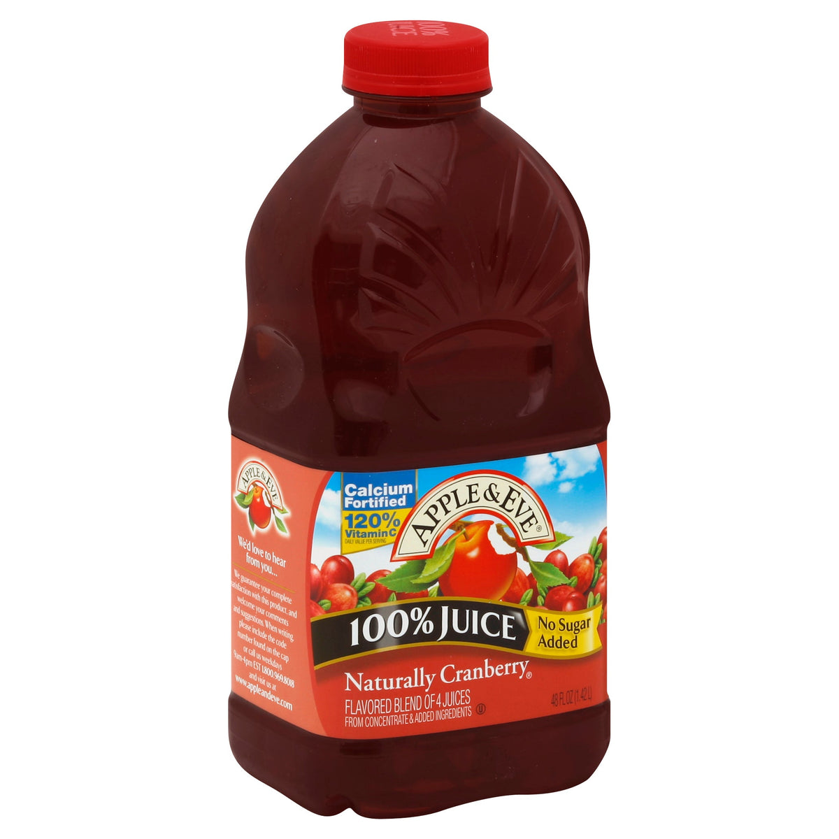 Apple And Eve Juice 100% Naturally Cranberry No Sugar Added - 48 OZ 8 Pack