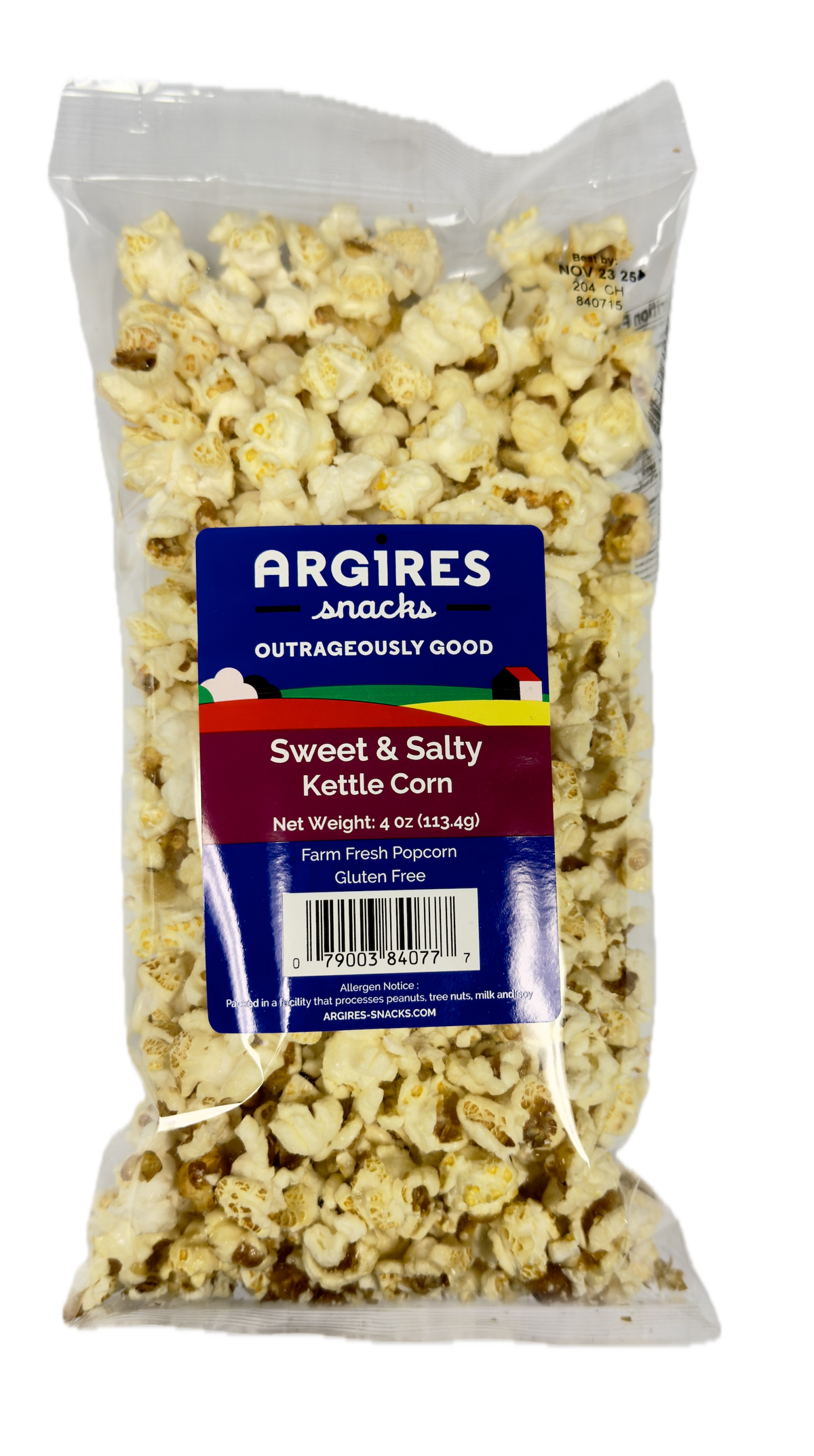 Argires Snacks Sweet & Salty Kettle Corn - 4 OZ 12 Pack