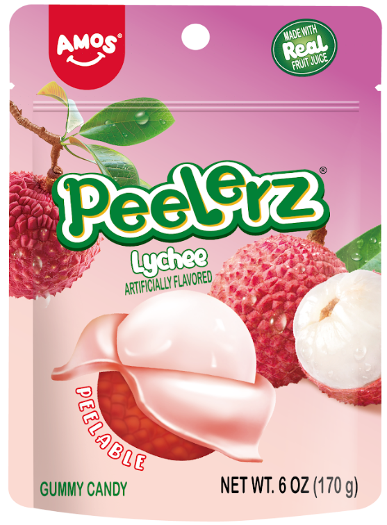 Amos Peelerz Lychee Gummy Candy - 6 OZ 36 Pack