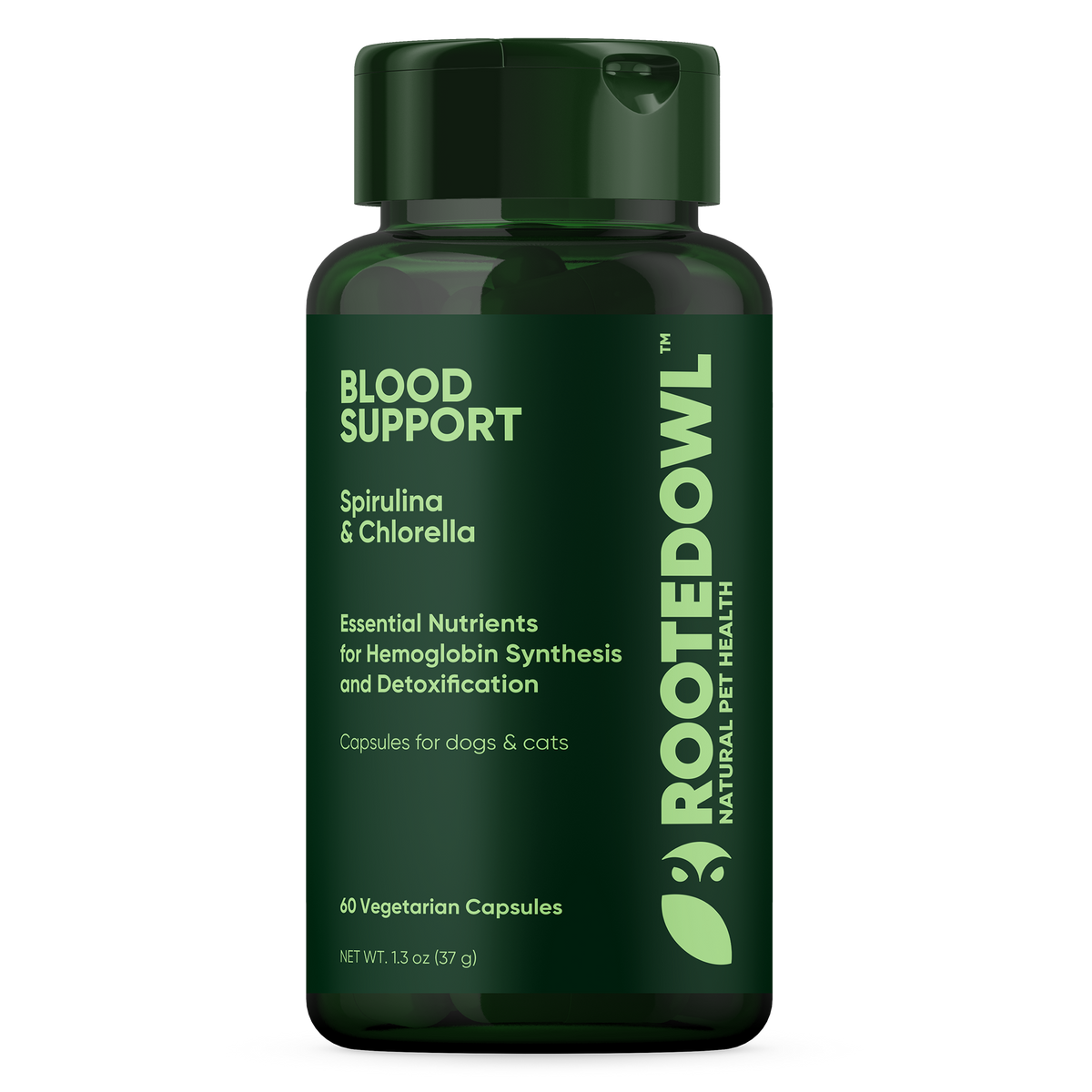 Animal And Plant Sciences Blood Support Vegan Capsules with Spirulina and Chlorella for Dogs and Cats - 60 CT 12 Pack