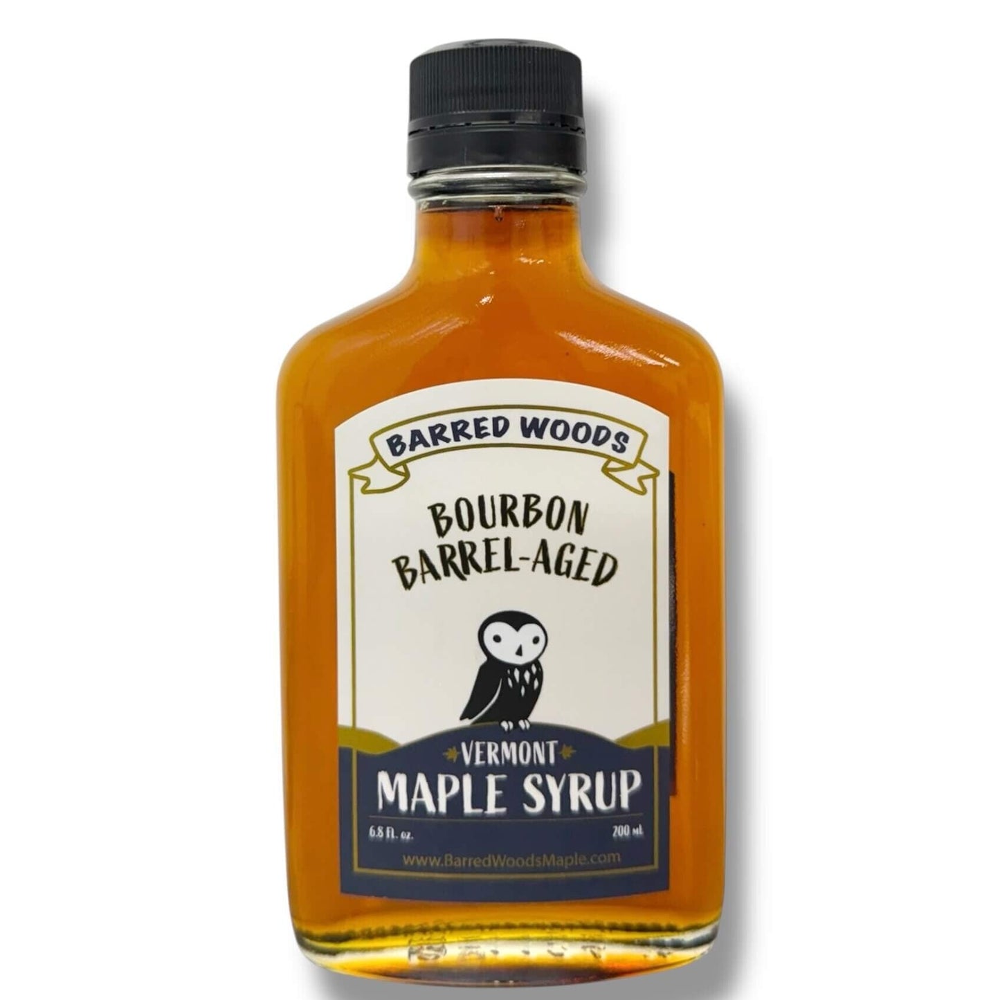 Barred Woods Maple Bourbon Barrel Aged Maple Syrup 200ml Flask - 6.8 FL OZ 12 Pack
