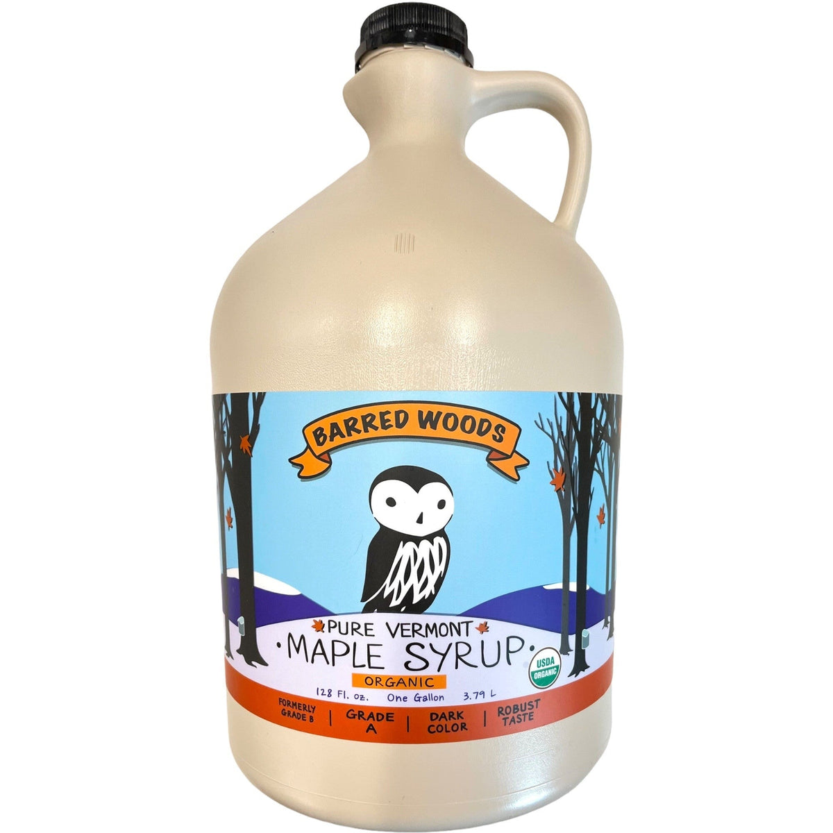 Barred Woods Maple Pure Organic Vermont Maple Syrup Dark Color - 1 GAL 4 Pack