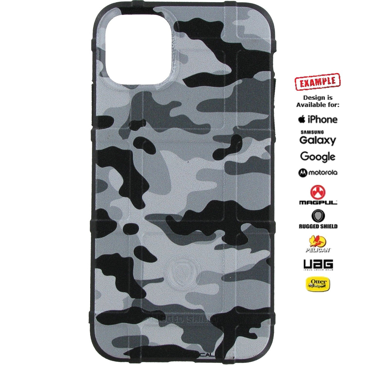 CLEARANCE - Custom UV-Laser Printed Rugged Shield brand Case for Apple iPhone 11 Pro Max White Snow Camo (One-Off Sample)