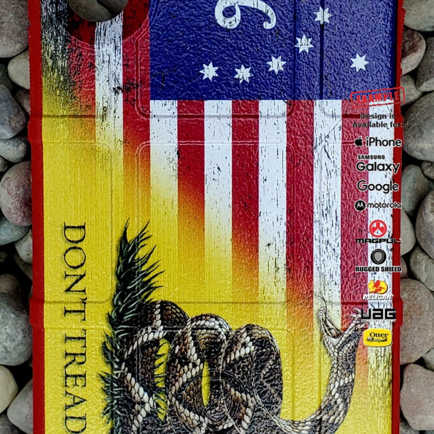 CLEARANCE - Custom Printed Apple iPhone X/Xs US 76 Flag Don't Tread on Me Design on Red Rugged Shield Case
