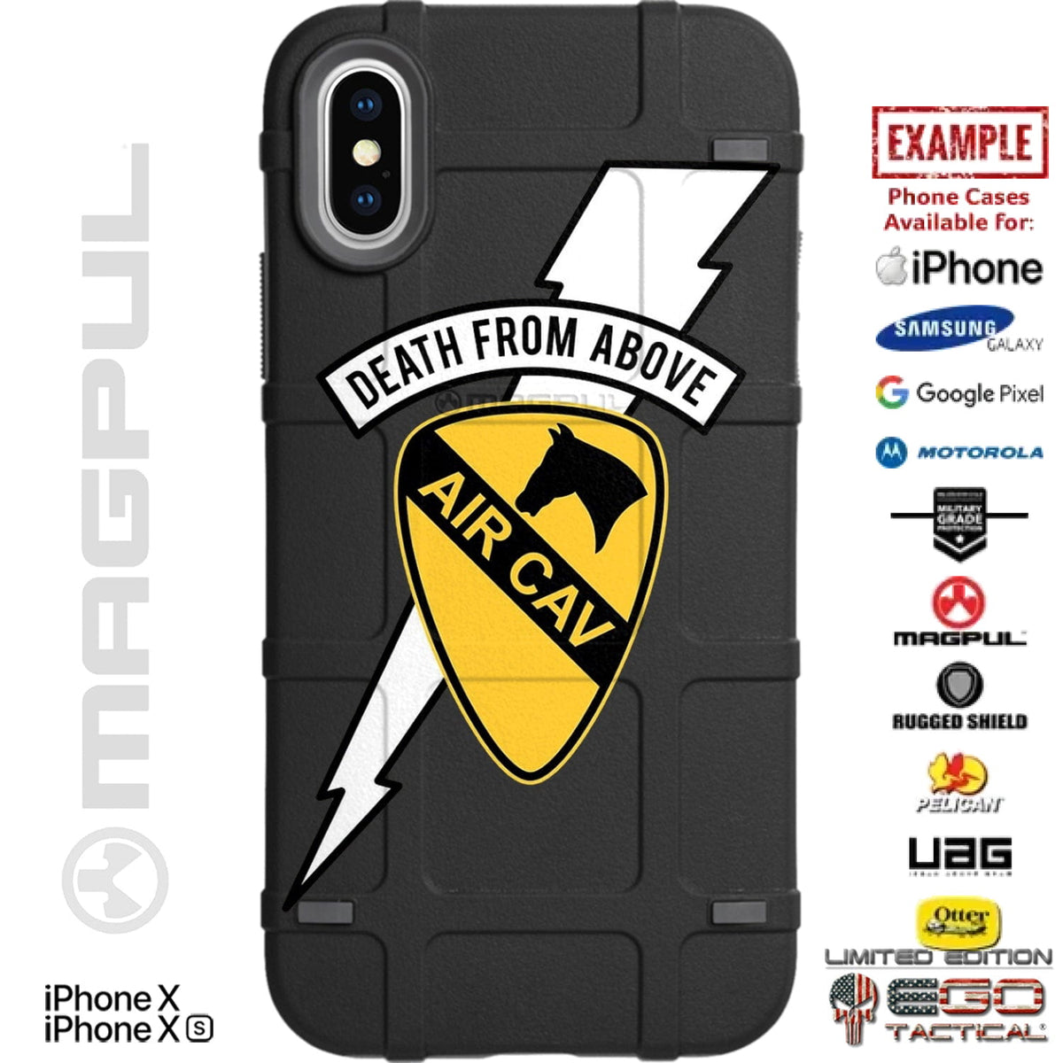 Army Air Cavalry "AIR CAV" Death From Above Division Patch Custom Printed Case Design for Apple, Samsung, Google & Motorola Phone Models
