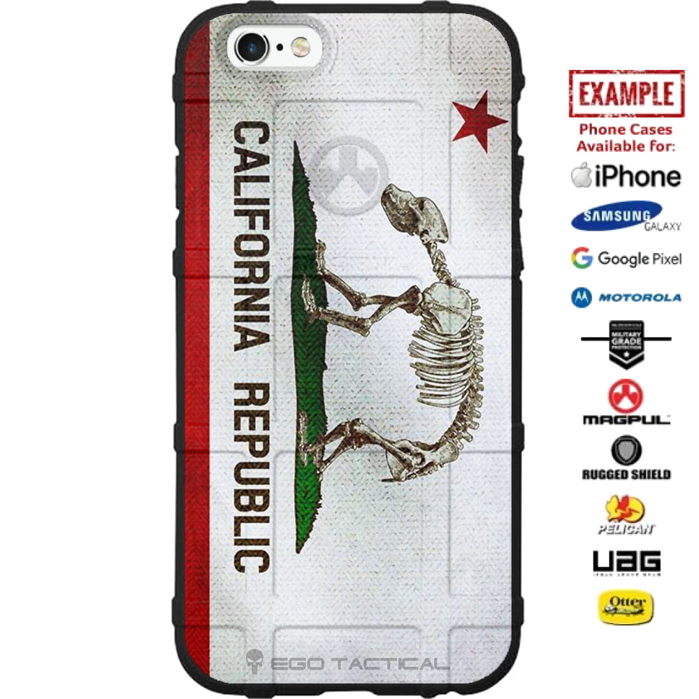California Republic Bear Bones Flag Custom Printed Case Design for Apple, Samsung, Google & Motorola Phone Models