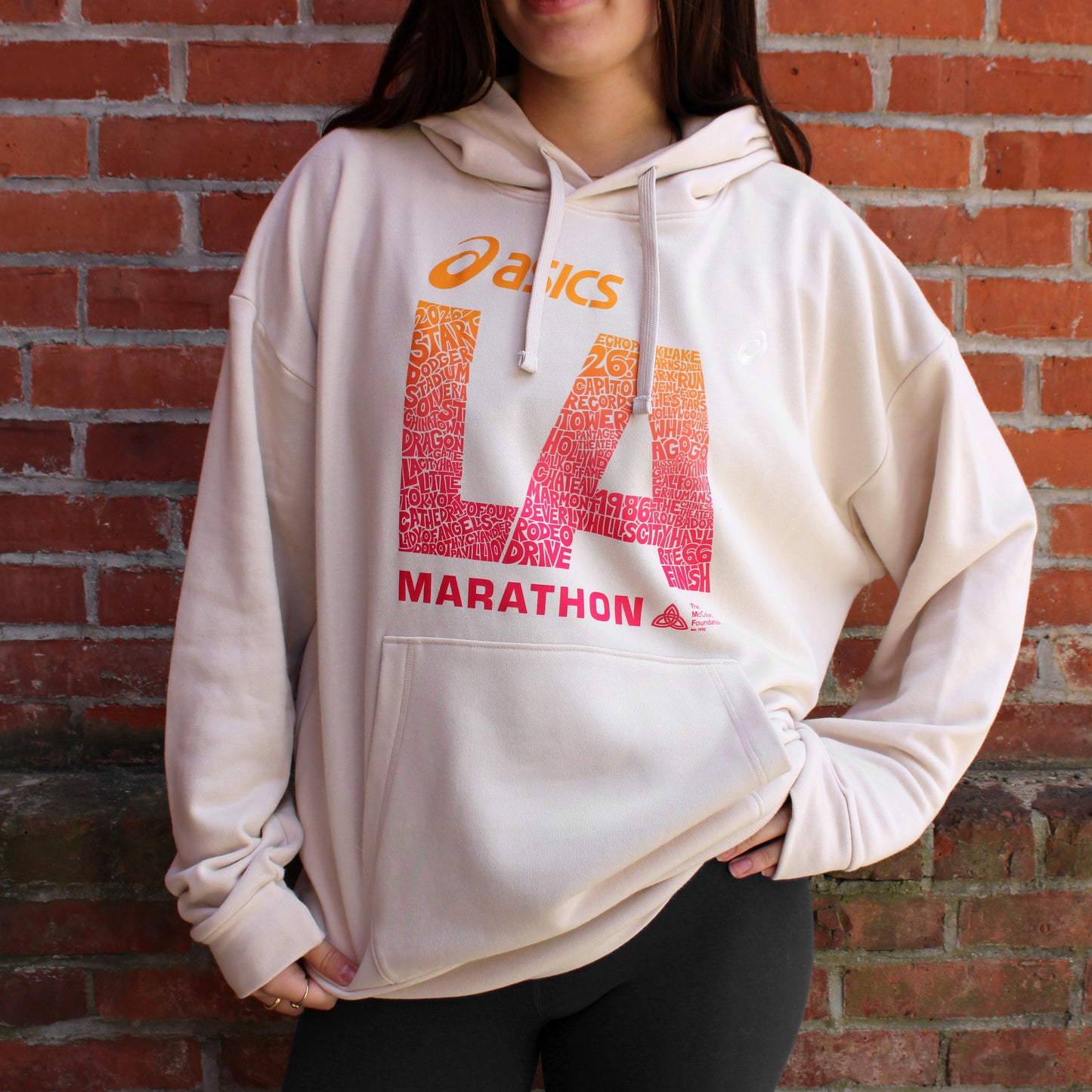 2026 ASICS Los Angeles Marathon - ASICS Unisex Sweat Relax Pull Over Hoodie Oatmeal (2031E699) (LA26-13)