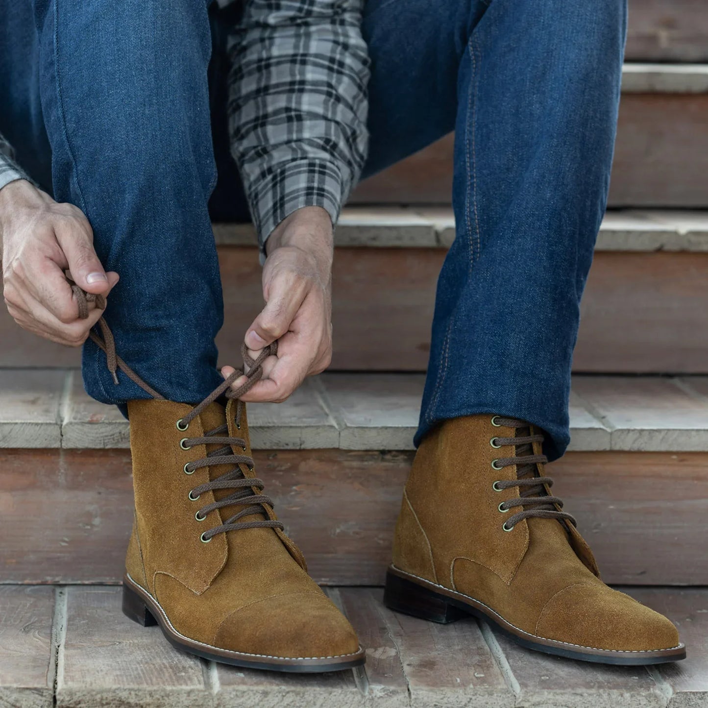 Knight Derby Brown Suede Leather Boots - StudGuard