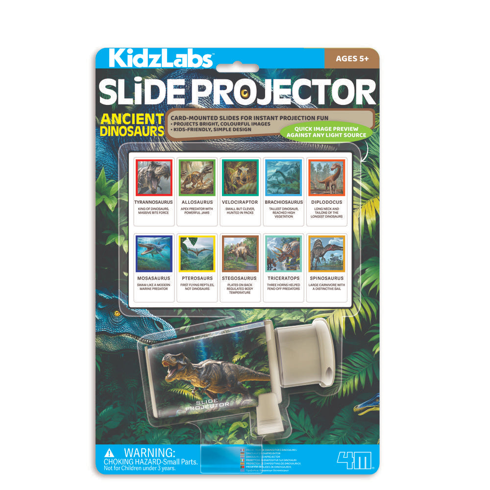 4M Kidzlabs Slide Projector Dino- Kids Projectors with Dinosaur Slides, STEM Toy