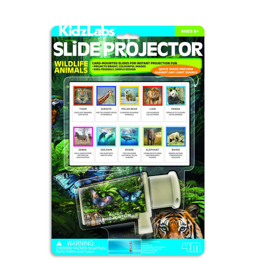 4M Kidzlabs Slide Projector Wildlife- Kids' Light Projectors with Animal Slides