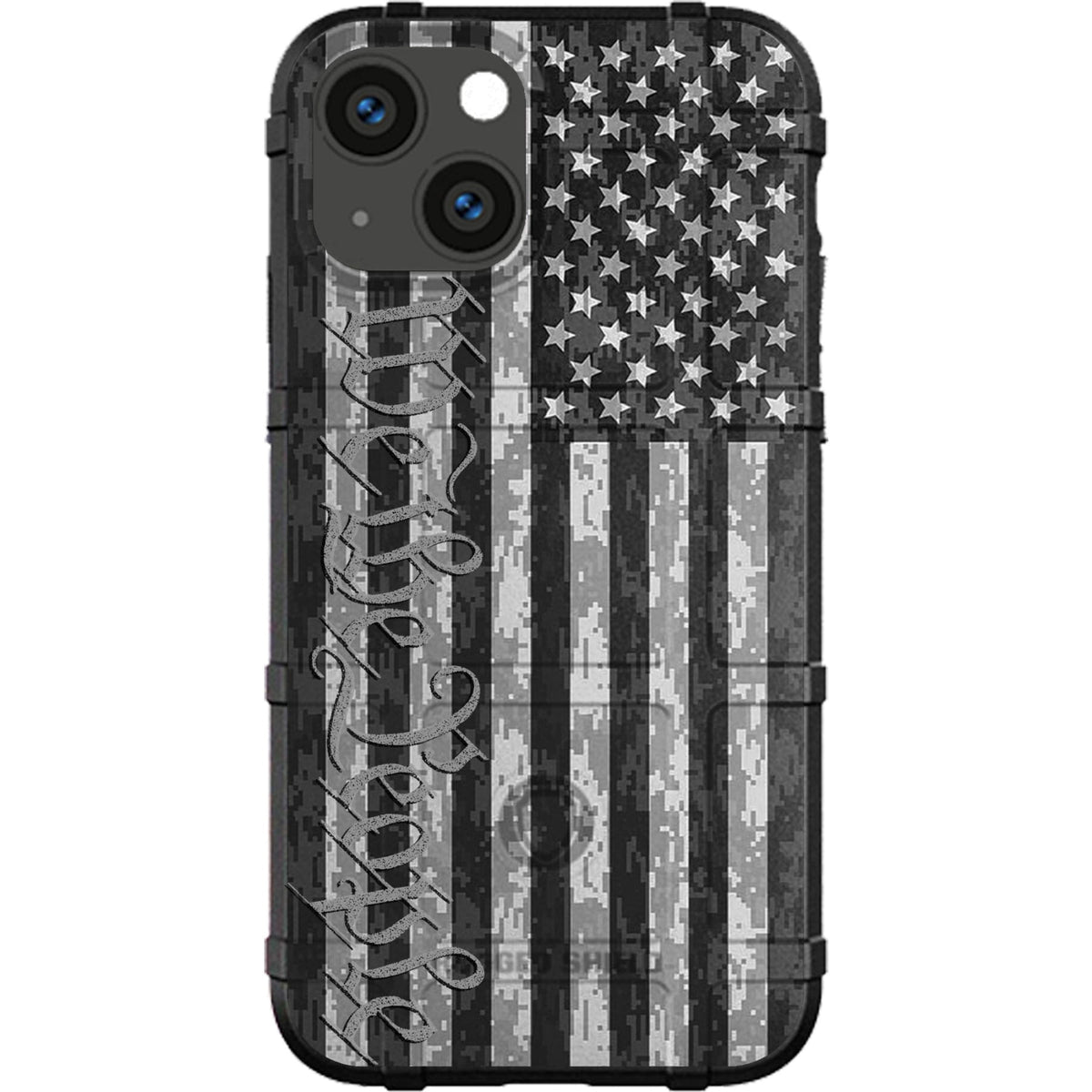 Subdued US American Flag on Digital Camouflage, We the People Constitution Custom Printed Case Design for Apple, Samsung, Google & Motorola Phone Models