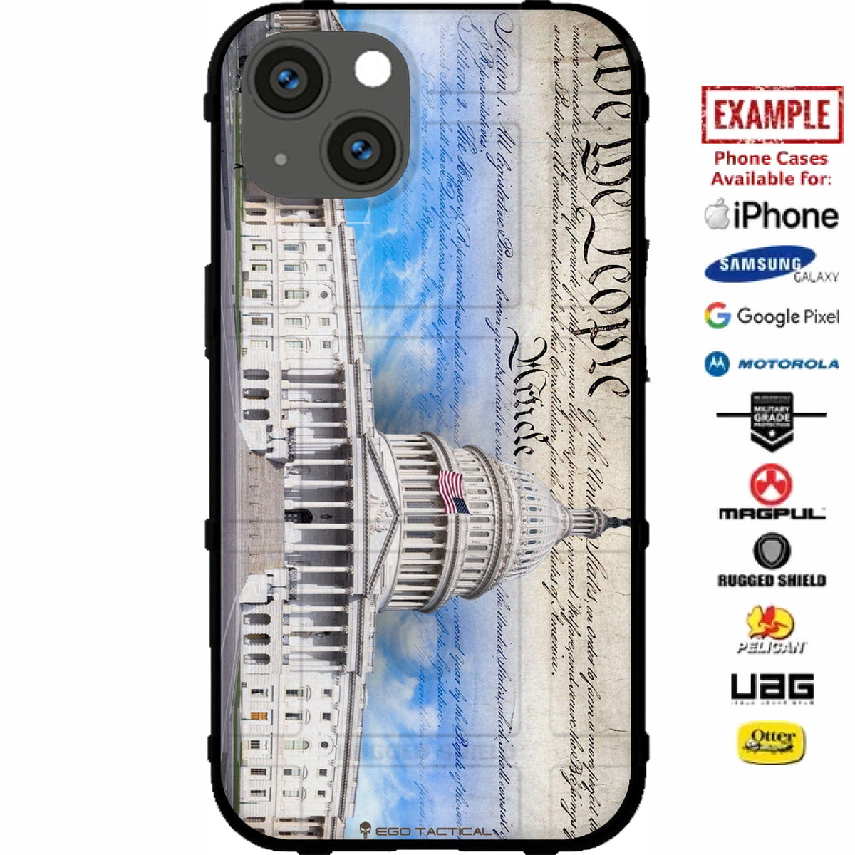US Capital Building, We the People Constitution Custom Printed Case Design for Apple, Samsung, Google & Motorola Phone Models