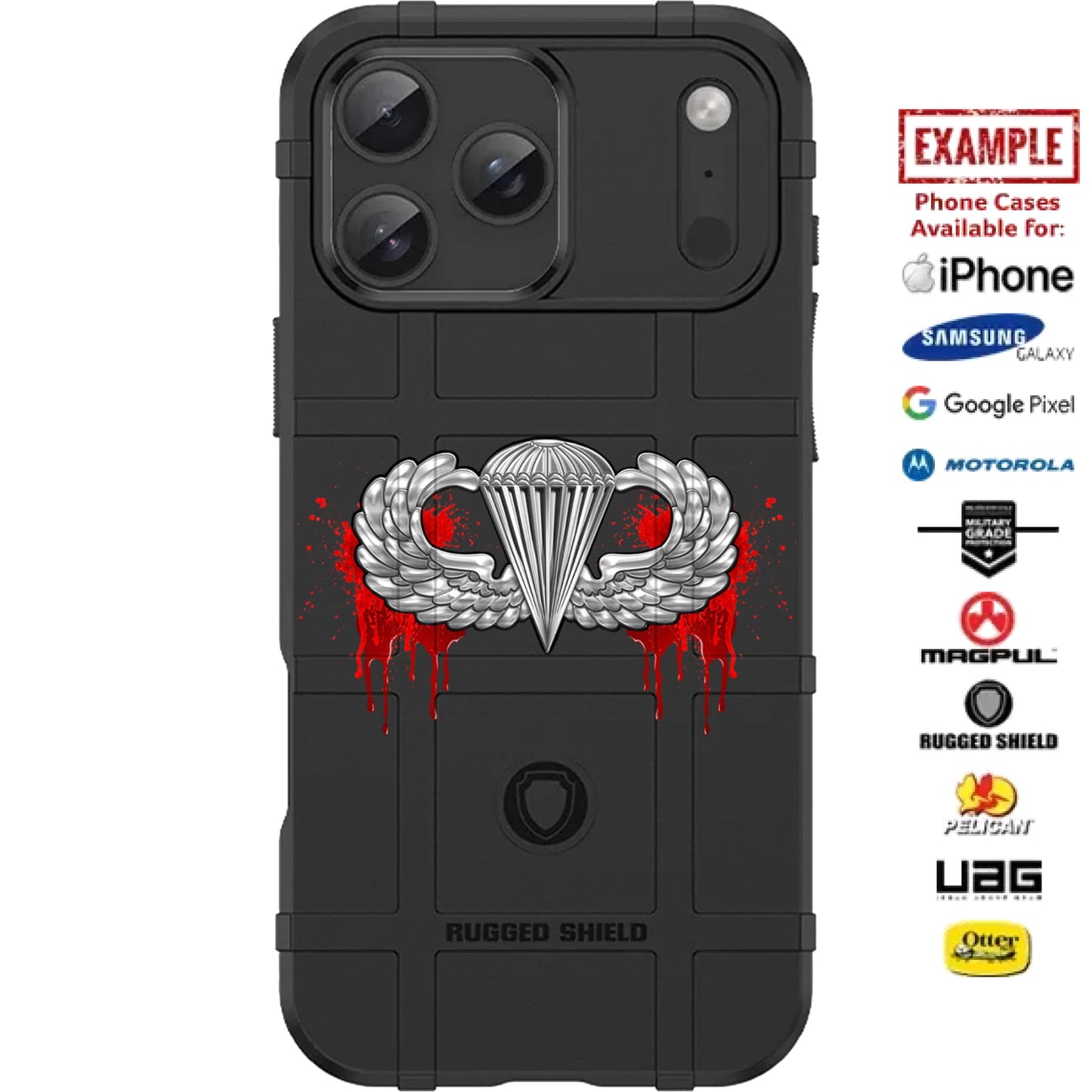 Airborne Paratrooper Bloody Jump Wings Parachutist Badge Custom Printed Case Design for Apple, Samsung, Google & Motorola Phone Models