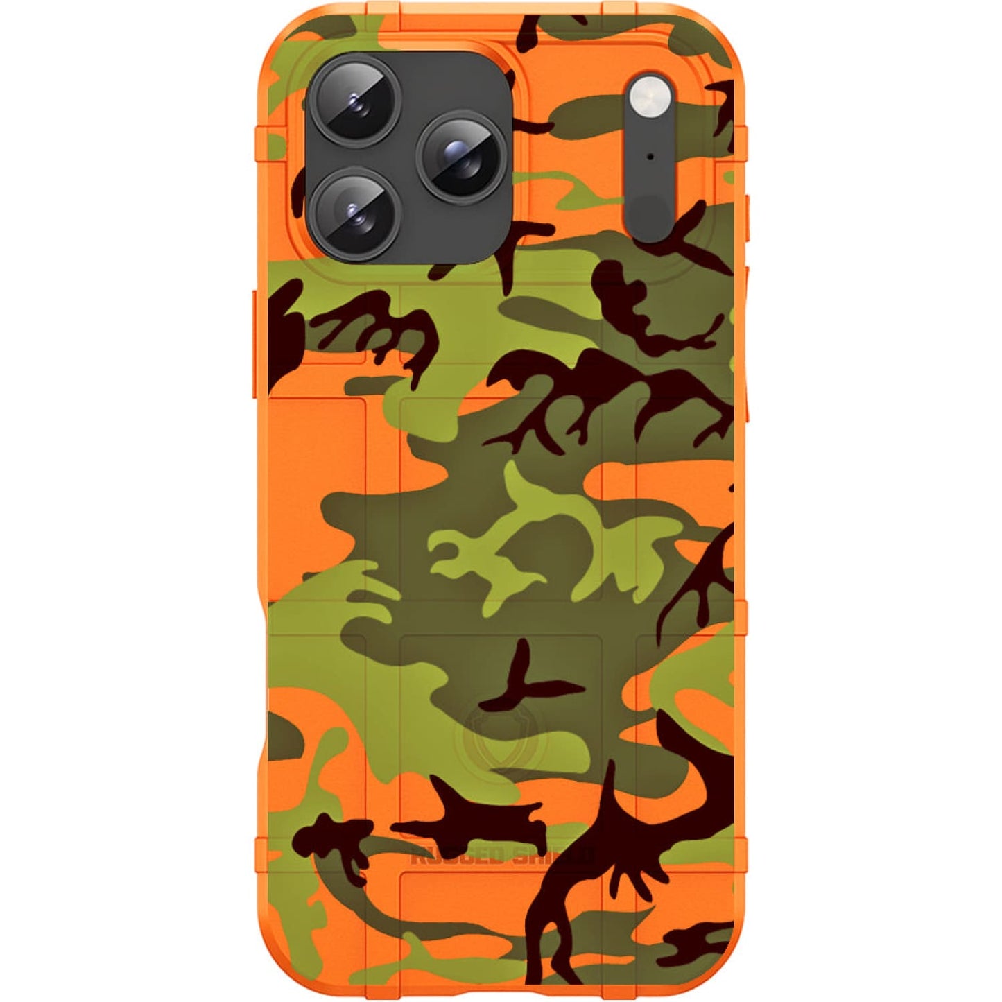 Orange Rugged Shield TPU Case with MagSafe Ring - Orange OD Green Camo Design for iPhone 17 Pro & 17 Pro Max phone models