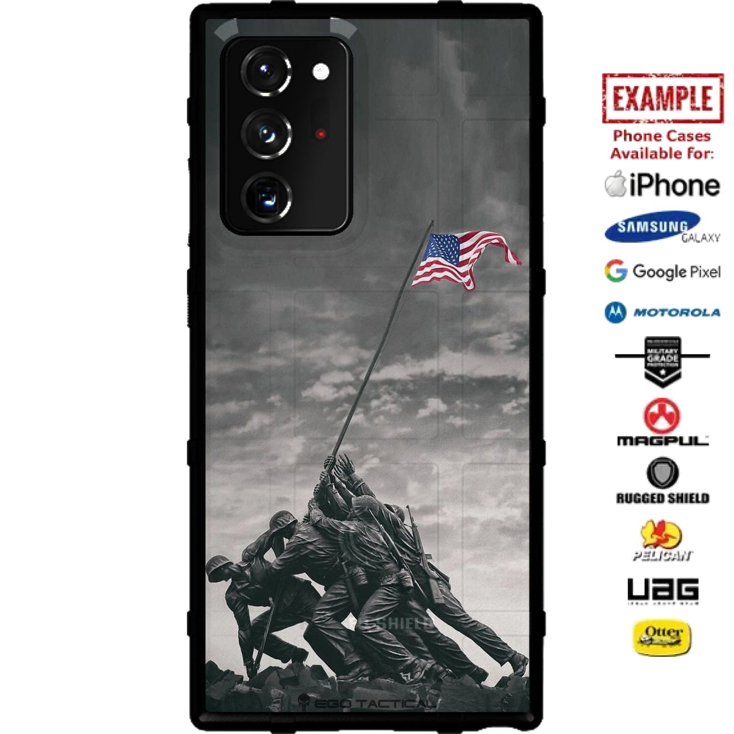 World War 2 Iwo Jima Memorial Custom Printed Case Design for Apple, Samsung, Google & Motorola Phone Models