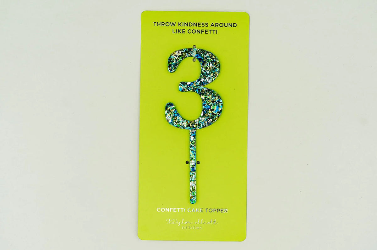 Blue/Green Confetti Cake Topper - 3