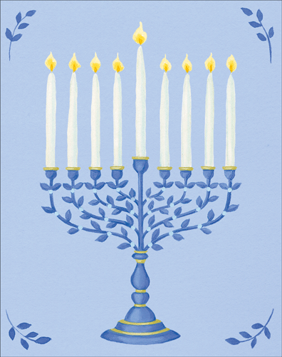 Blue Menorah Caspari Boxed Hanukkah Cards