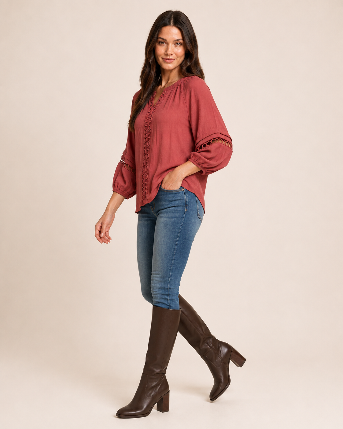 Breezy Days Bubble Sleeve Peasant Top