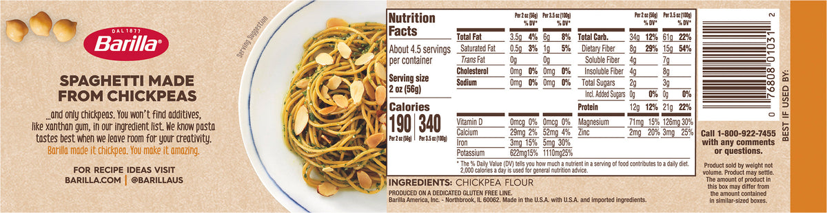 Barilla Spaghetti Chickpea - 8.8 OZ 18 Pack