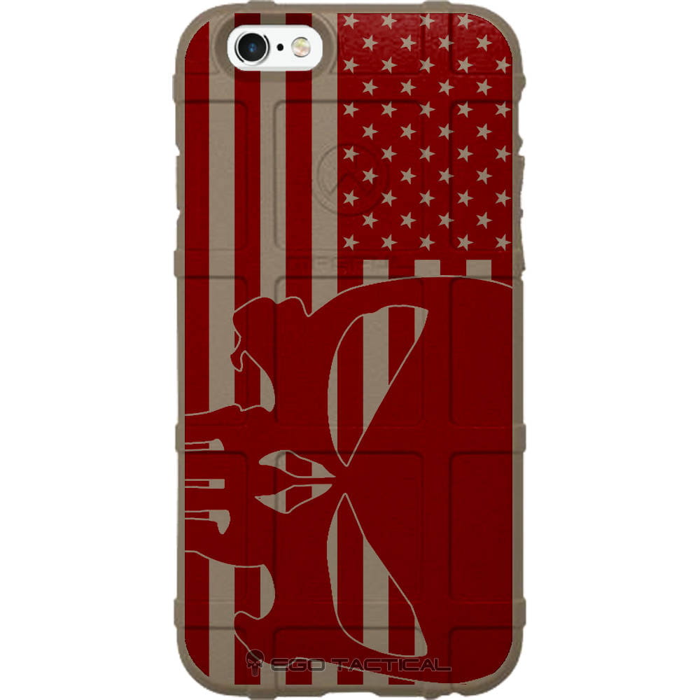 US American Flag Subdued Black Print Sideways Punisher Custom Printed Case Design for Apple, Samsung, Google & Motorola Phone Models