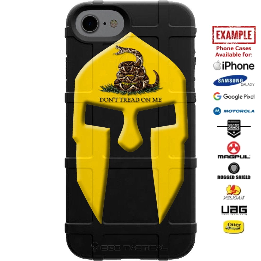 Gadsden Spartan Warrior, Don't Tread on Me Spartan Custom Printed Case Design for Apple, Samsung, Google & Motorola Phone Models