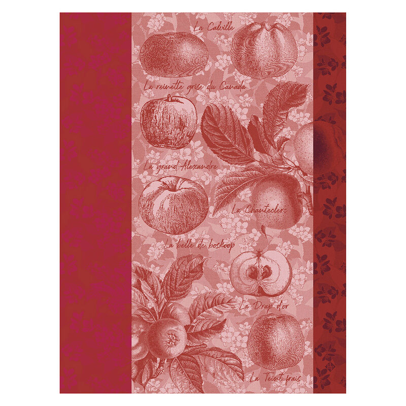 Le Jacquard Francais Tea Towel - Pommes à Croquer Red