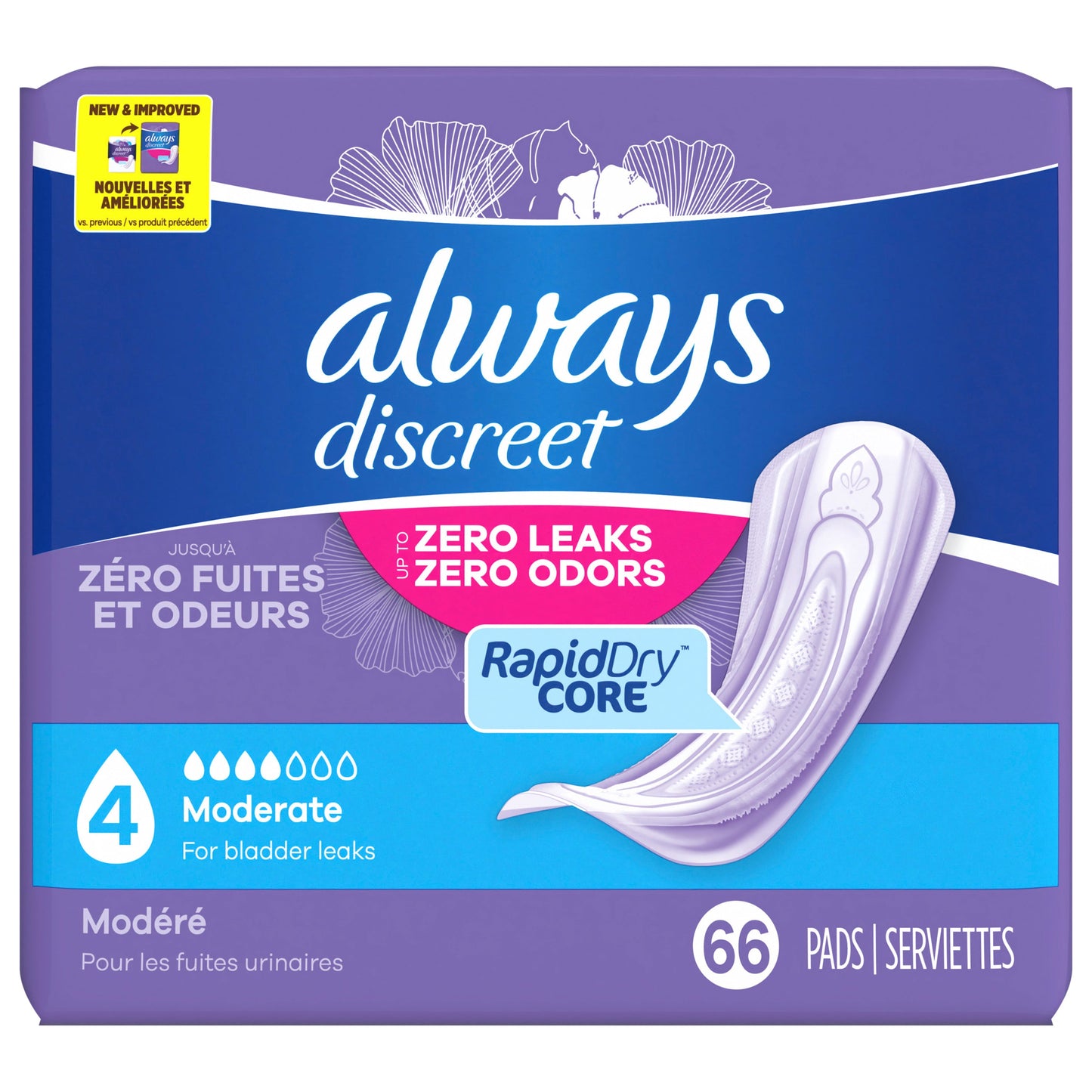 Always Moderate Pads - 66 CT 3 Pack