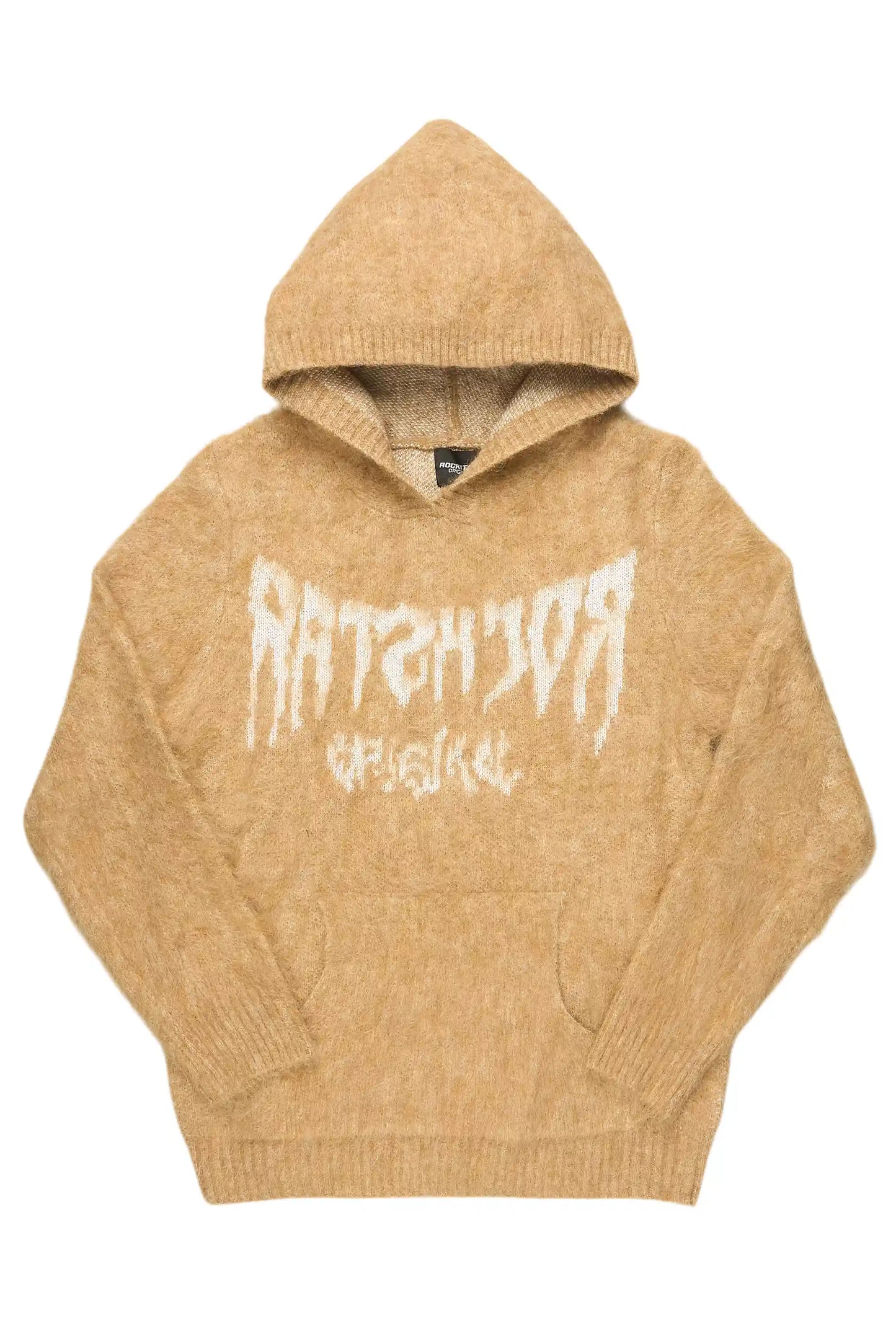 Andreas Beige Reflected Graphic Knitted Hoodie