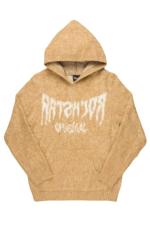 Andreas Beige Reflected Graphic Knitted Hoodie