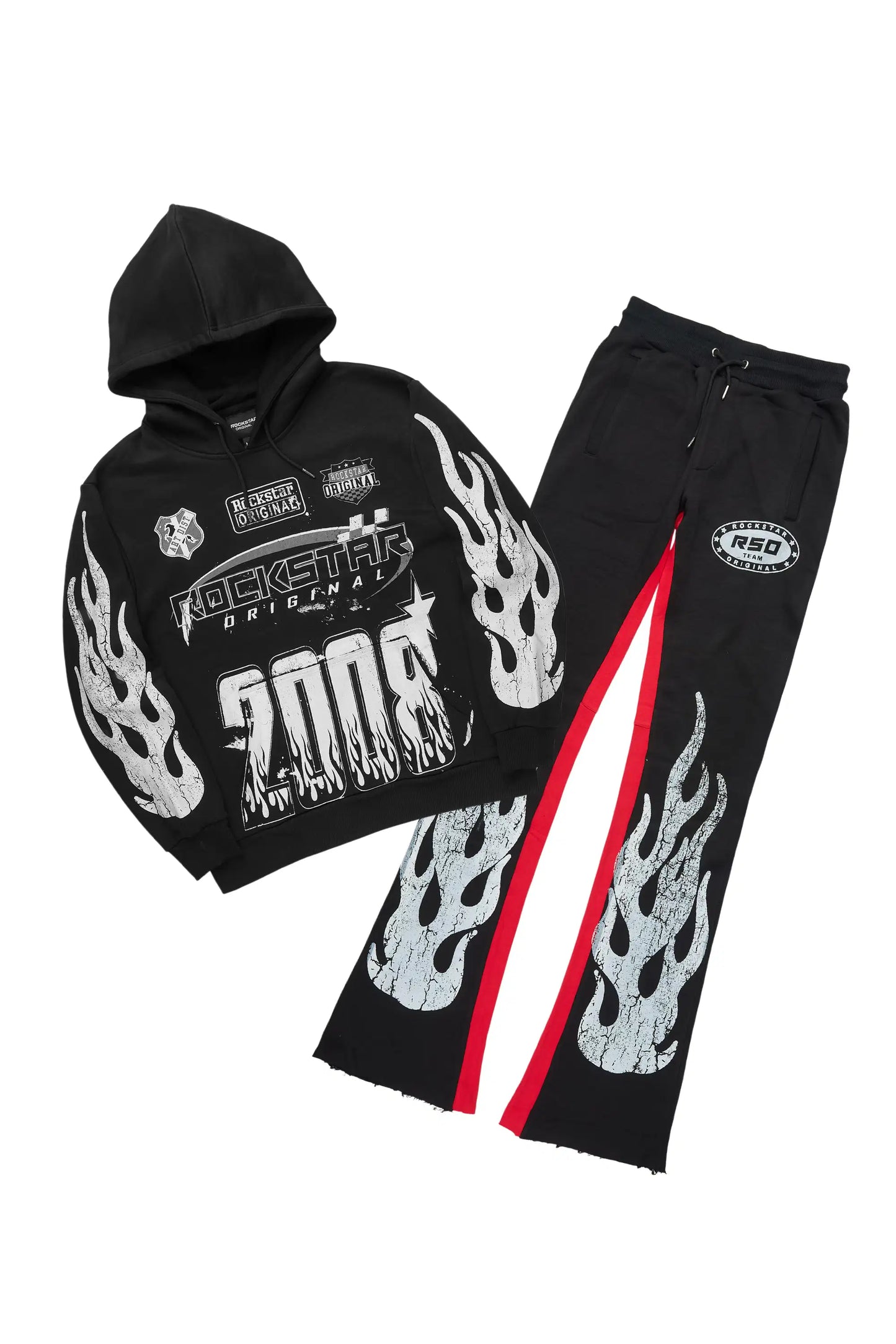 Amos Black Hoodie/Stacked Pant Track Set