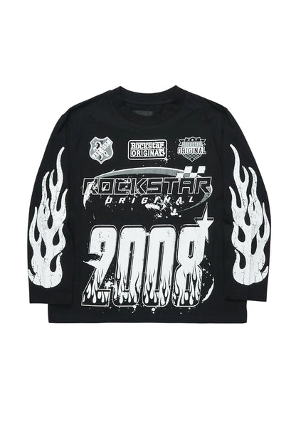 Boys Amos Black Long Sleeve Graphic T-Shirt