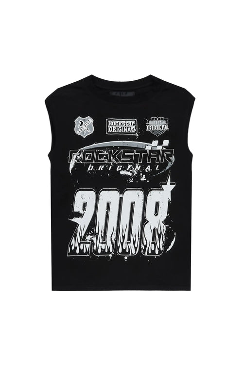 Boys Amos Black Cut Off T-Shirt