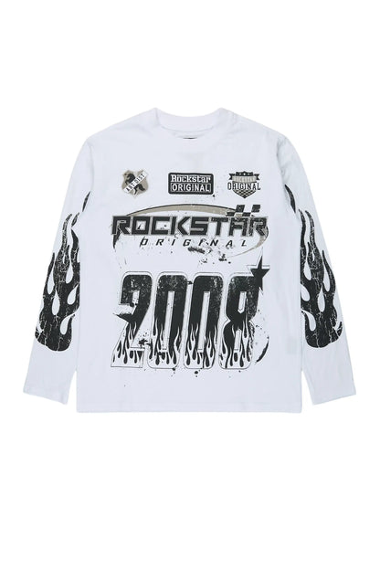 Boys Amos White Long Sleeve Graphic T-Shirt