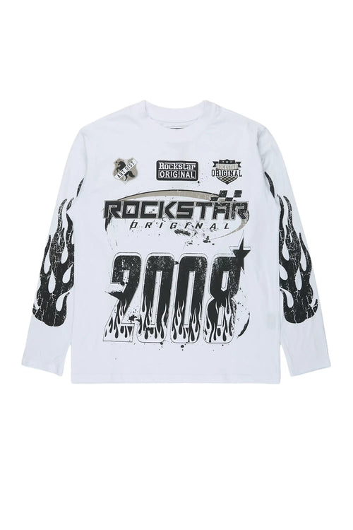 Boys Amos White Long Sleeve Graphic T-Shirt
