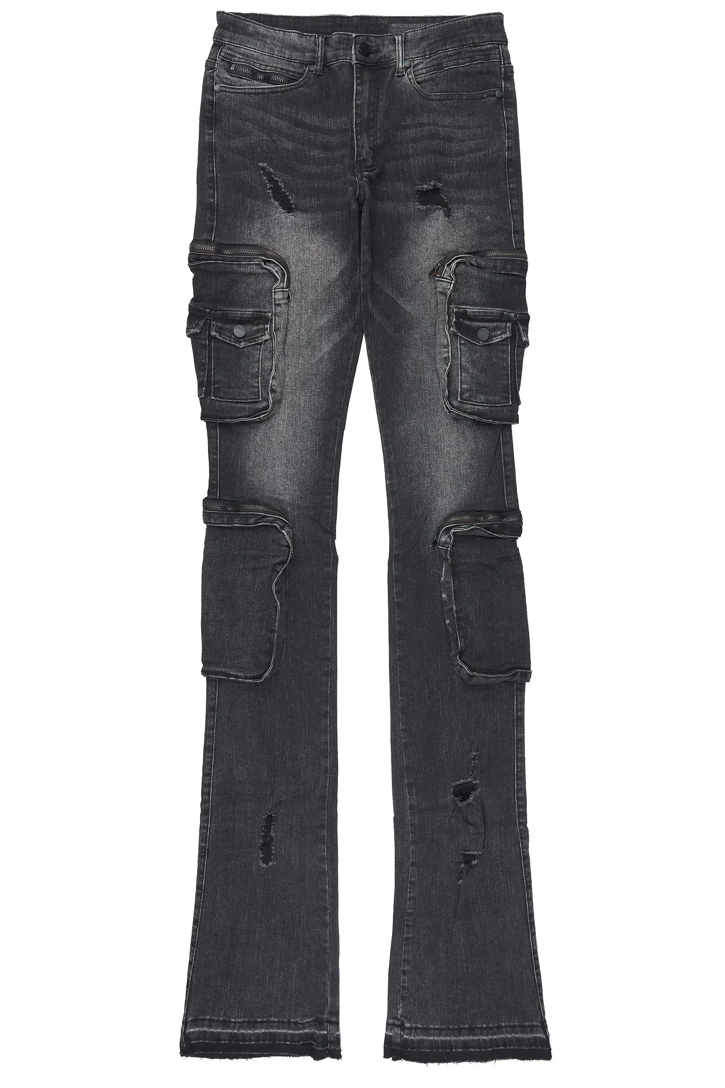 Allen Dark Grey Super Stacked Flare Jean