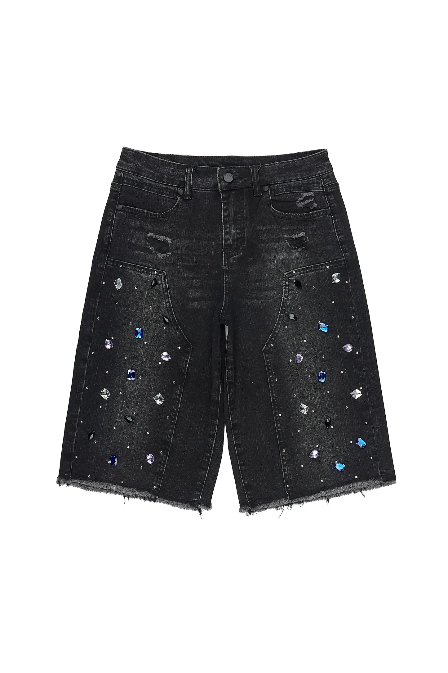 Boys Allex Black Rhinestone Baggy Jort