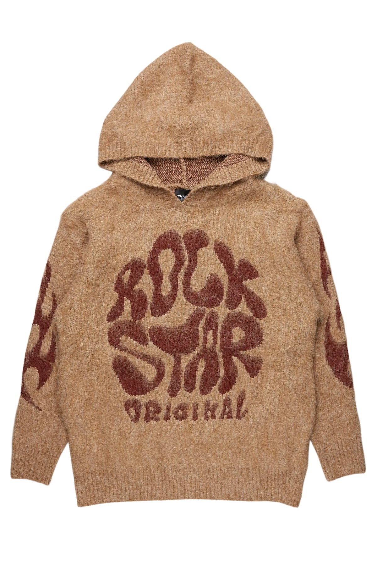 Akeya Beige Graphic Knit Hoodie