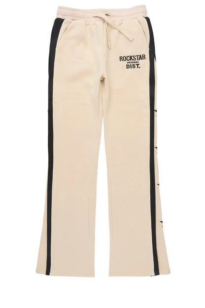 Boys Arkady Beige Stacked Flare Track Pant