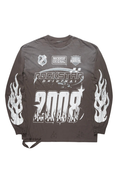 Amos Charcoal Long Sleeve Graphic T-Shirt