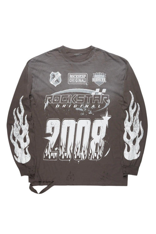Amos Charcoal Long Sleeve Graphic T-Shirt