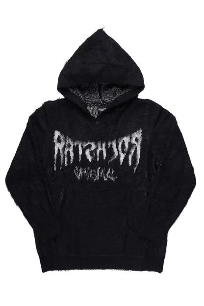 Andreas Black Reflected Graphic Knitted Hoodie