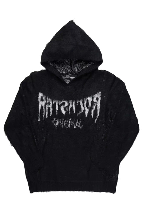 Andreas Black Reflected Graphic Knitted Hoodie
