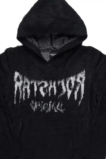 Andreas Black Reflected Graphic Knitted Hoodie