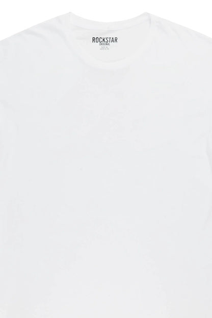Basic White Rockstar Plain T-Shirt